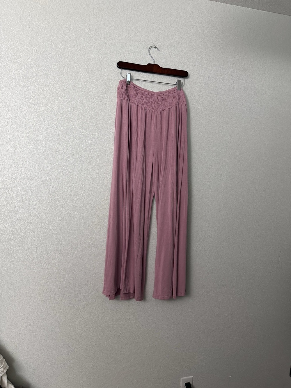 EARTHBOUND Smocked-Waist Wide Leg Pants - Mauve Pink SZ XL